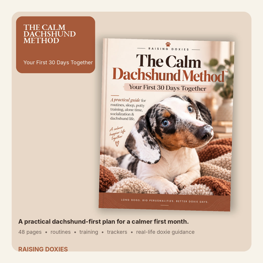 The Calm Dachshund Method digital guide cover and product mockup